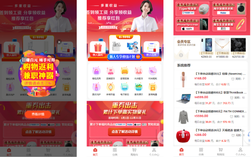 拼团抢购 拼团返利商城 正版返利商城 veu前端 自带支付接口-高山源码