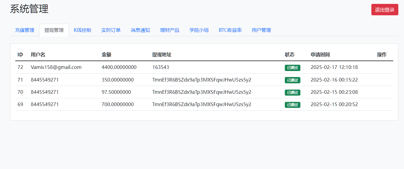 图片[24]-【海外盘口BitTong虚拟货币微交易投资理财源码】现货交易+杠杆交易+完美K线控制+完整用户输赢控制+代理+前端html+后端PHP-高山源码